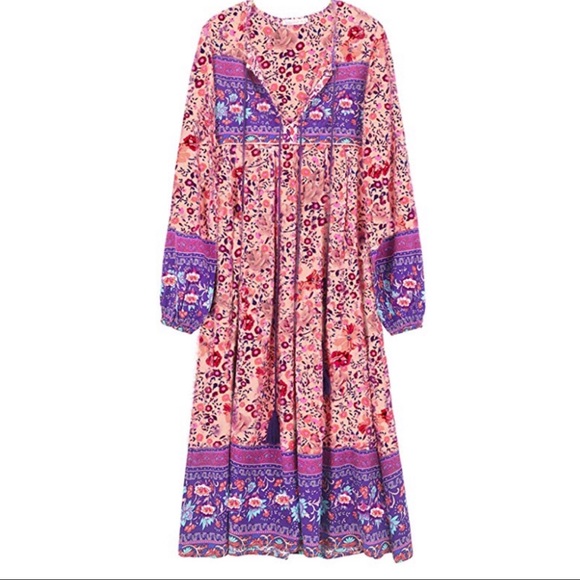 Dresses & Skirts - Boho Pink Midi Dress